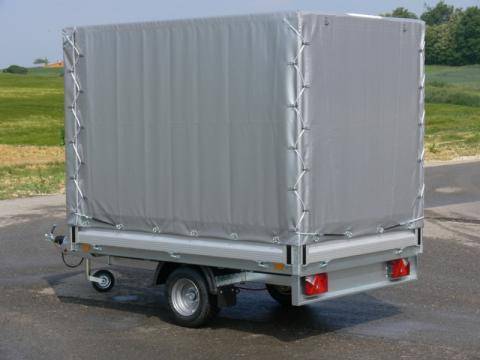 Steel tarpaulin frame 2300x1500x1600 mm
including high tarpaulin in light grey,
suitable for side panel heights 300 mm and 350 mm