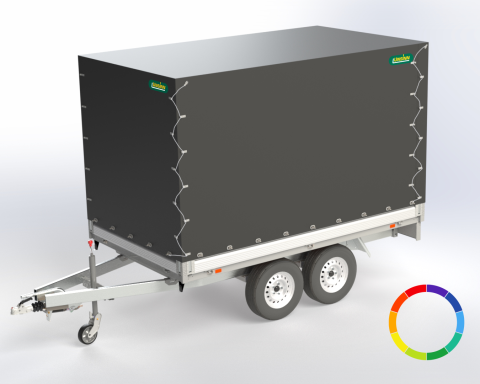 Planenaufbau mit Aluminiumgestell inkl. Hochplane in Planenfarbe nach Farbkarte, Drehkrampen verzinkt, Schleuderverschluss,
IL x IB 5460 x 2440 mm, Gestellhöhe 1850 mm Durchladehöhe:
2200 mm, bei Bordwänden 350 mm, lose beigelegt